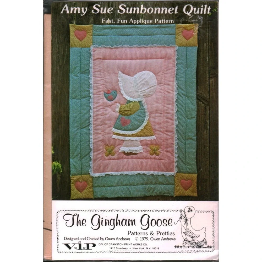 Vintage 1979 The Gingham Goose Amy Sue Sunbonnet Quilt Pattern Gwen Andrews VIP